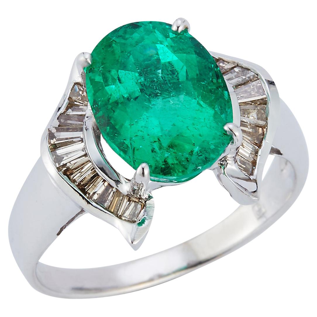 Certified Emerald & Diamond Ring  For Sale