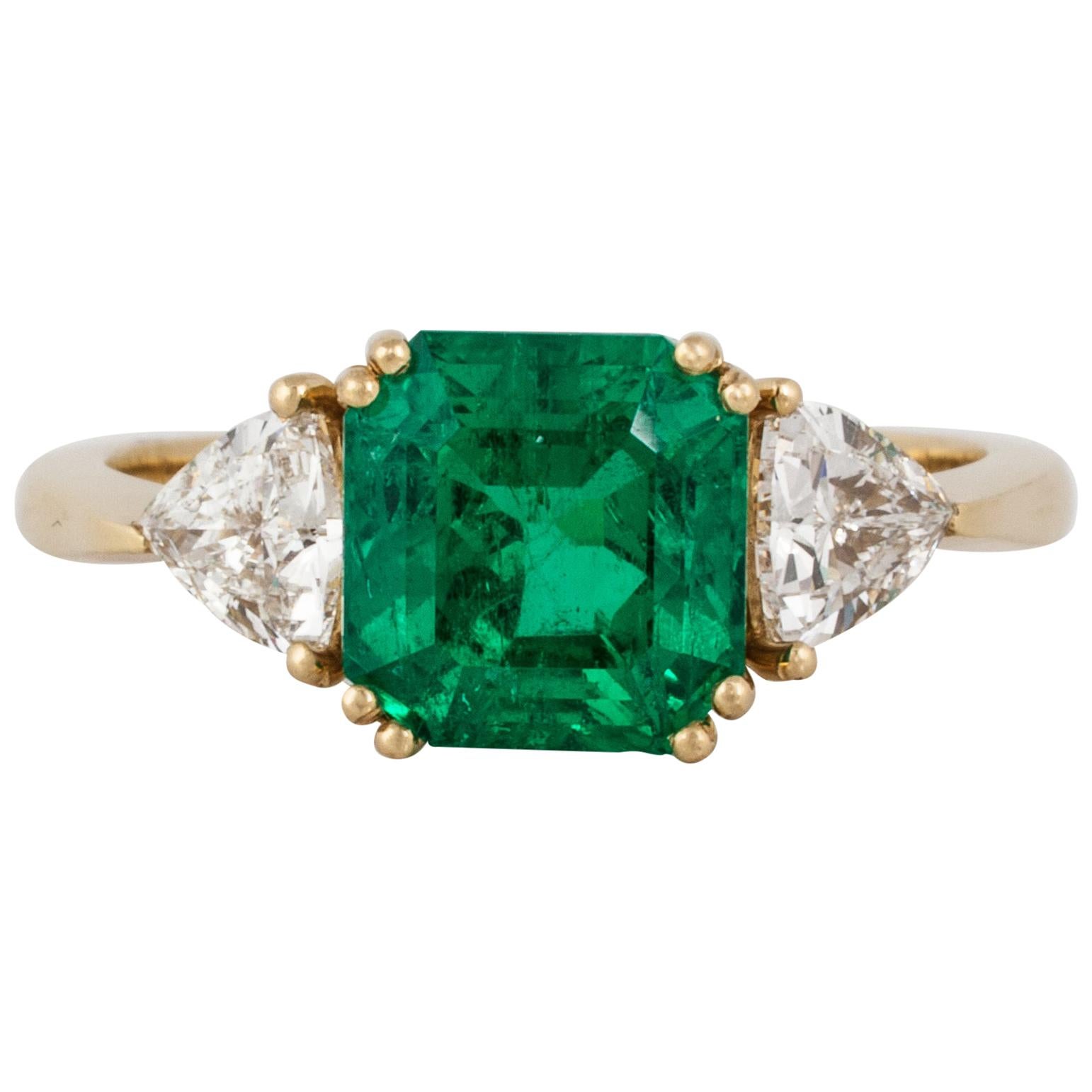 AGL Certified 2.30 Ct. Emerald and Diamond Ring in 18K Gold