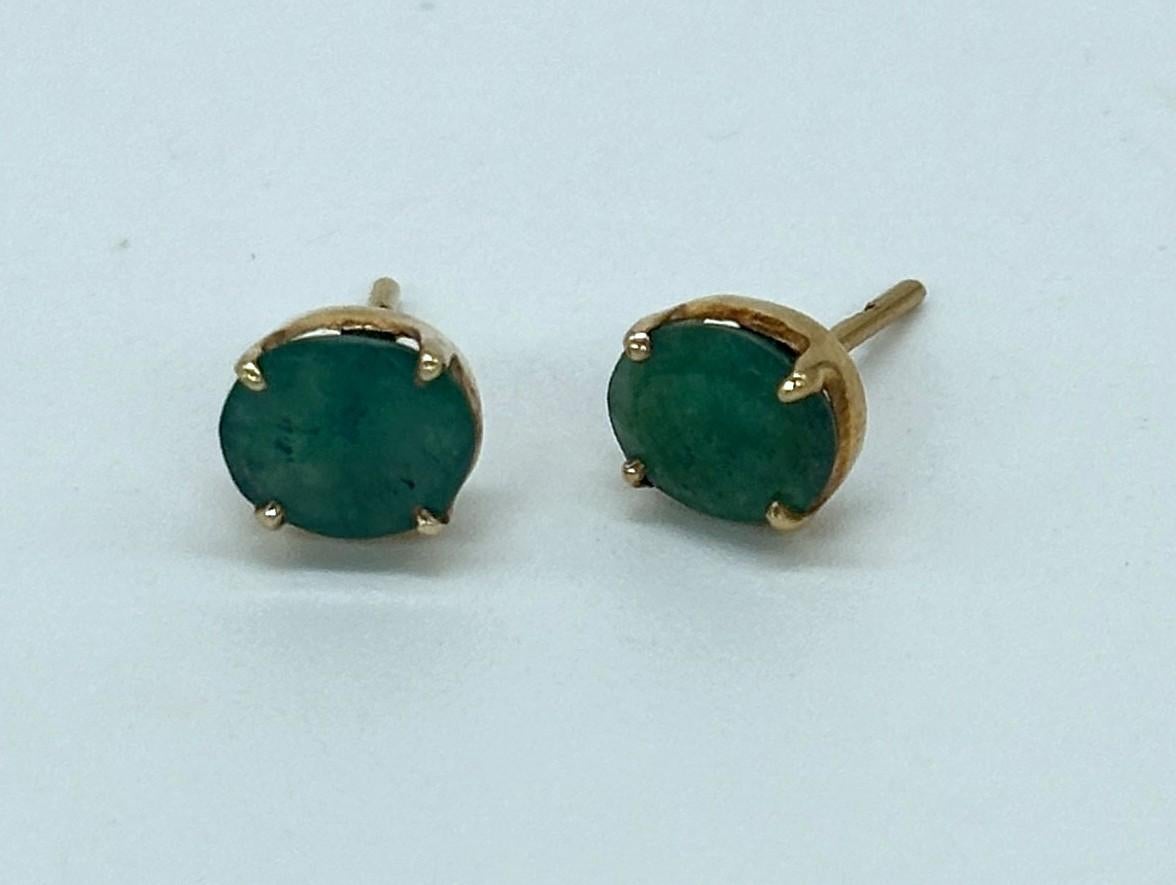 Zertifizierter Smaragd Ohrring 2,30ctw Smaragd 18K Gelbgold Vermeil Ohrring (Ovalschliff) im Angebot