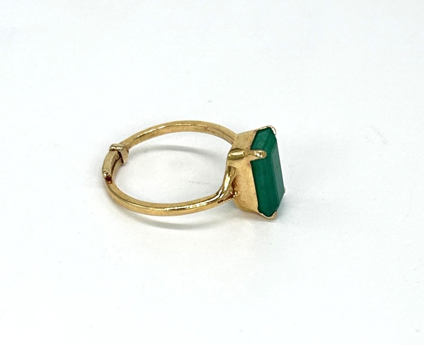 Certified Emerald Gold Ring 2.40ctw Emerald 14K Solid Yellow Gold Ring For Sale 1
