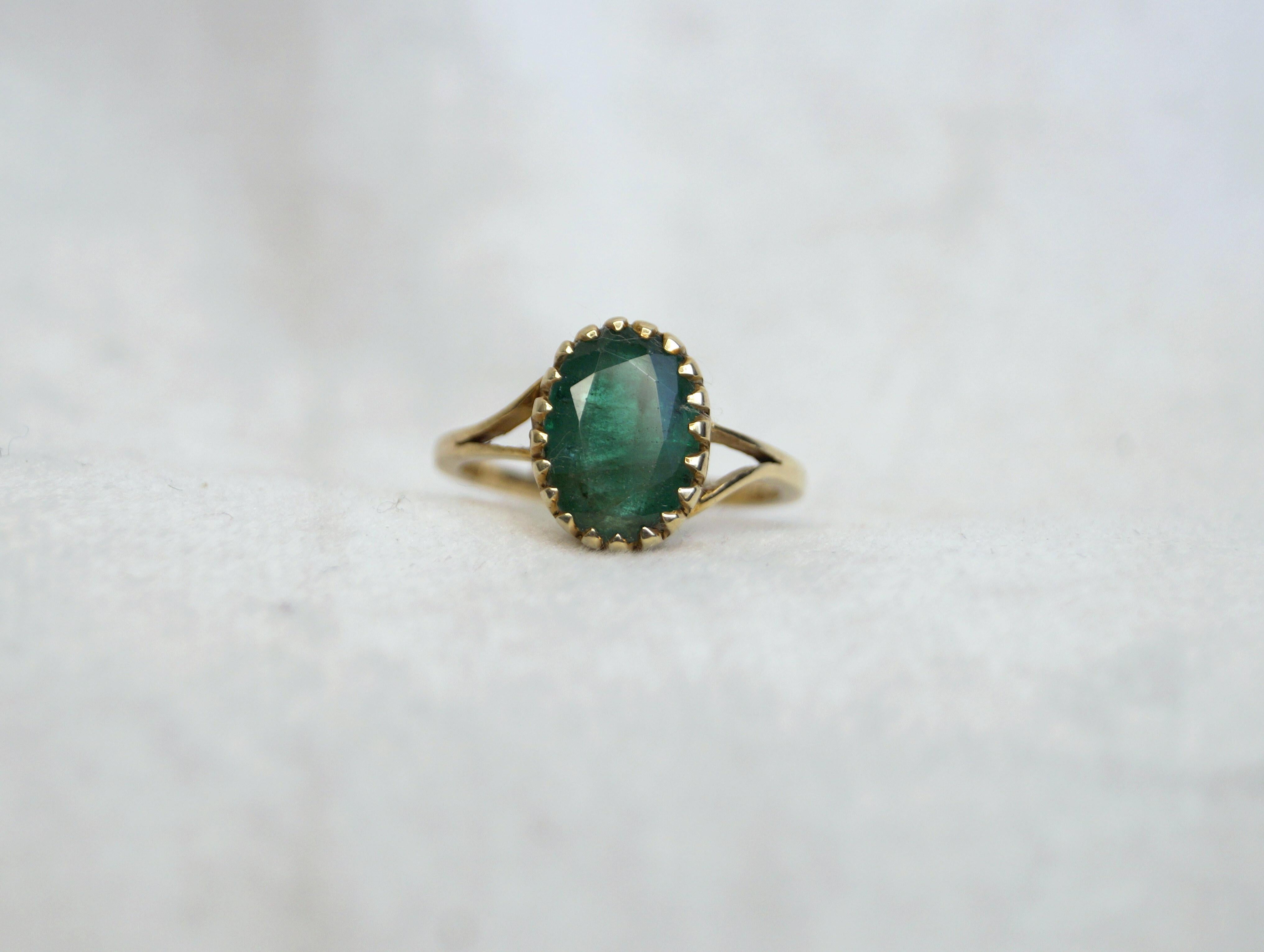 Certified Emerald Ring 2.45ctw Emerald 14K Solid Yellow Gold Ring For Sale 1