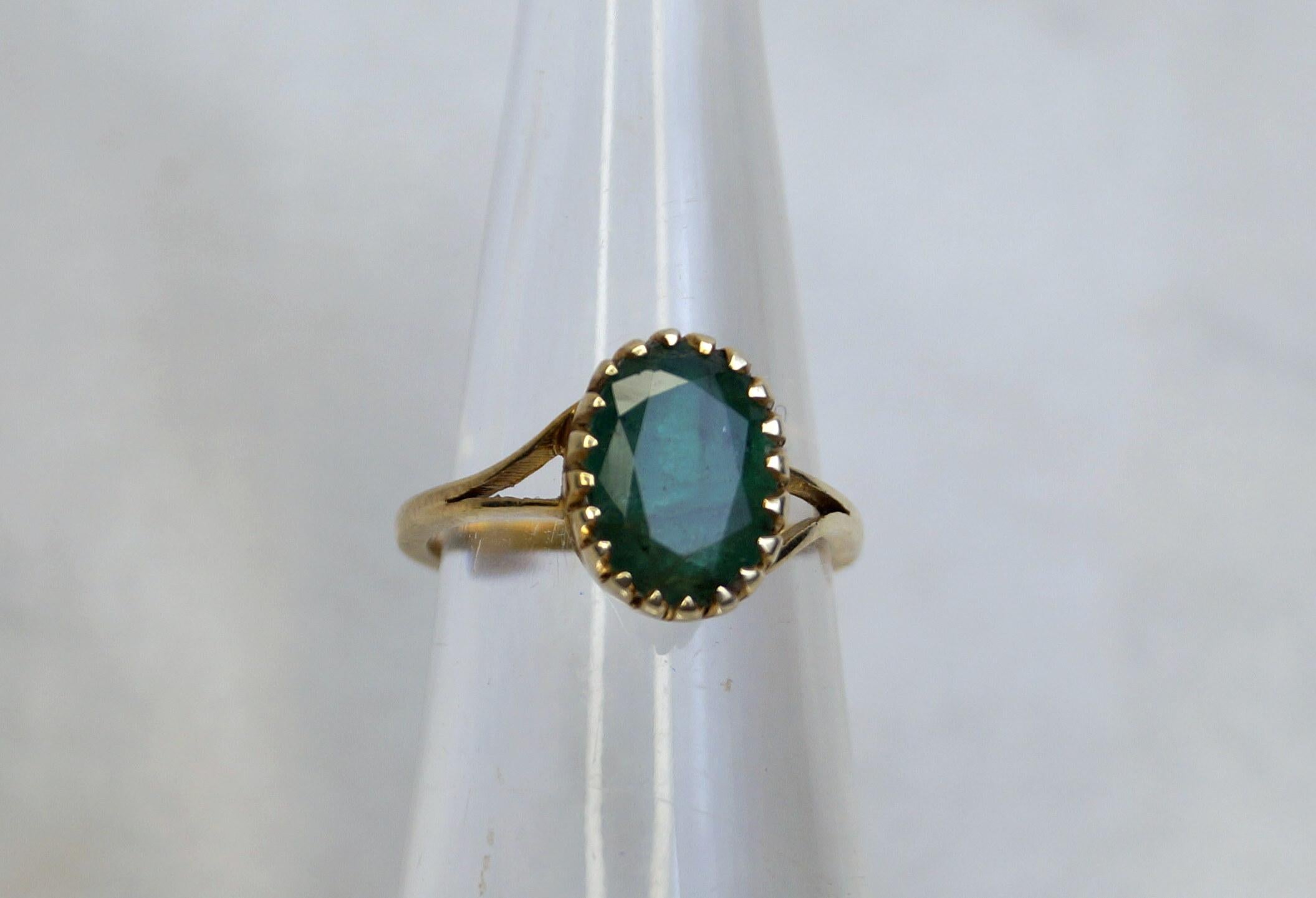 Certified Emerald Ring 2.45ctw Emerald 14K Solid Yellow Gold Ring en vente 2