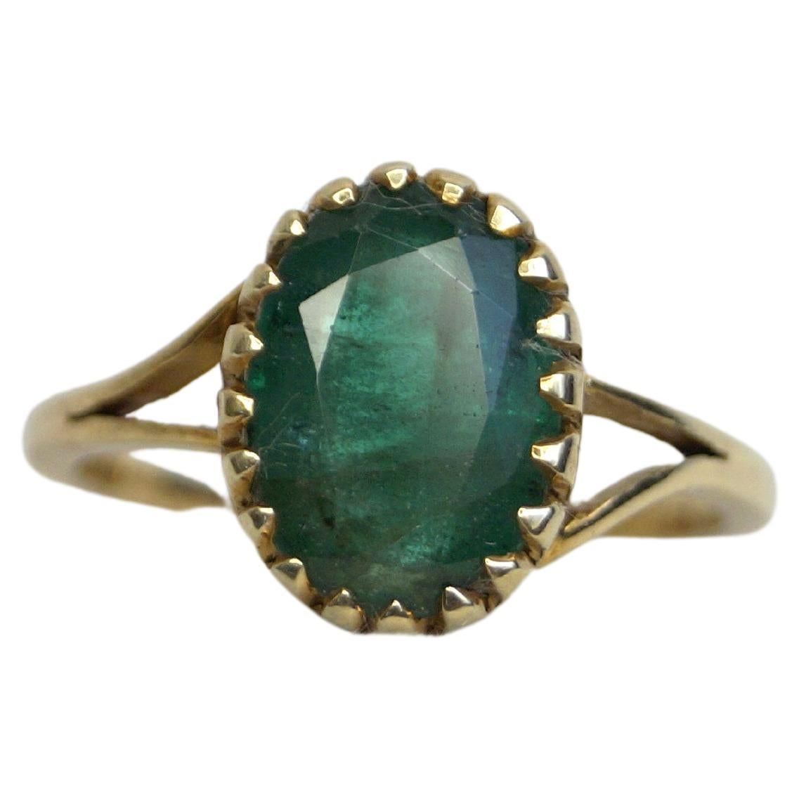 Certified Emerald Ring 2.45ctw Emerald 14K Solid Yellow Gold Ring en vente