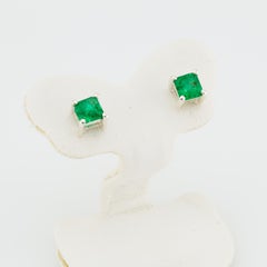 Certified emerald silver stud earrings