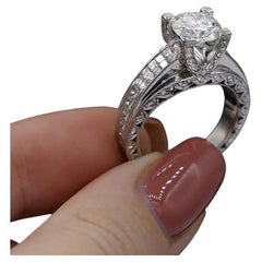Certified Engagement Ring with Center 1.71ct Natural Round Diamond ENG-37502