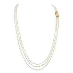 Used Certified Estate Mikimoto 3-Strand 14 Karat Pearl Necklace