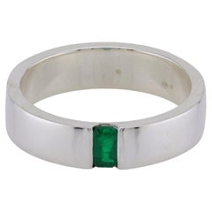 Certified Faceted emerald silver ring, 10 size
