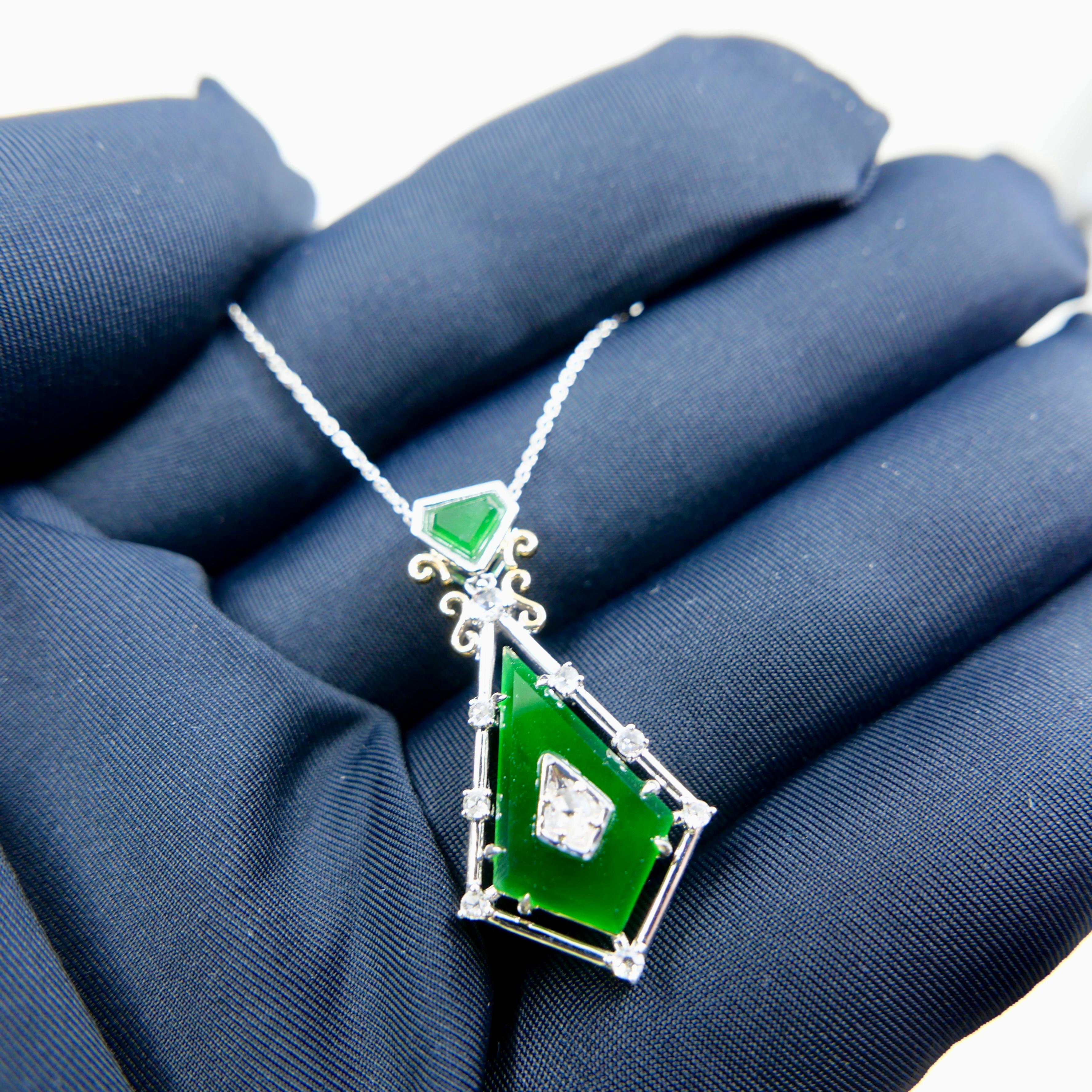 Zertifizierter facettierter kaiserlicher Jade- und Diamant-Anhänger. Entworfen von Isabelle Kwon. im Angebot 6