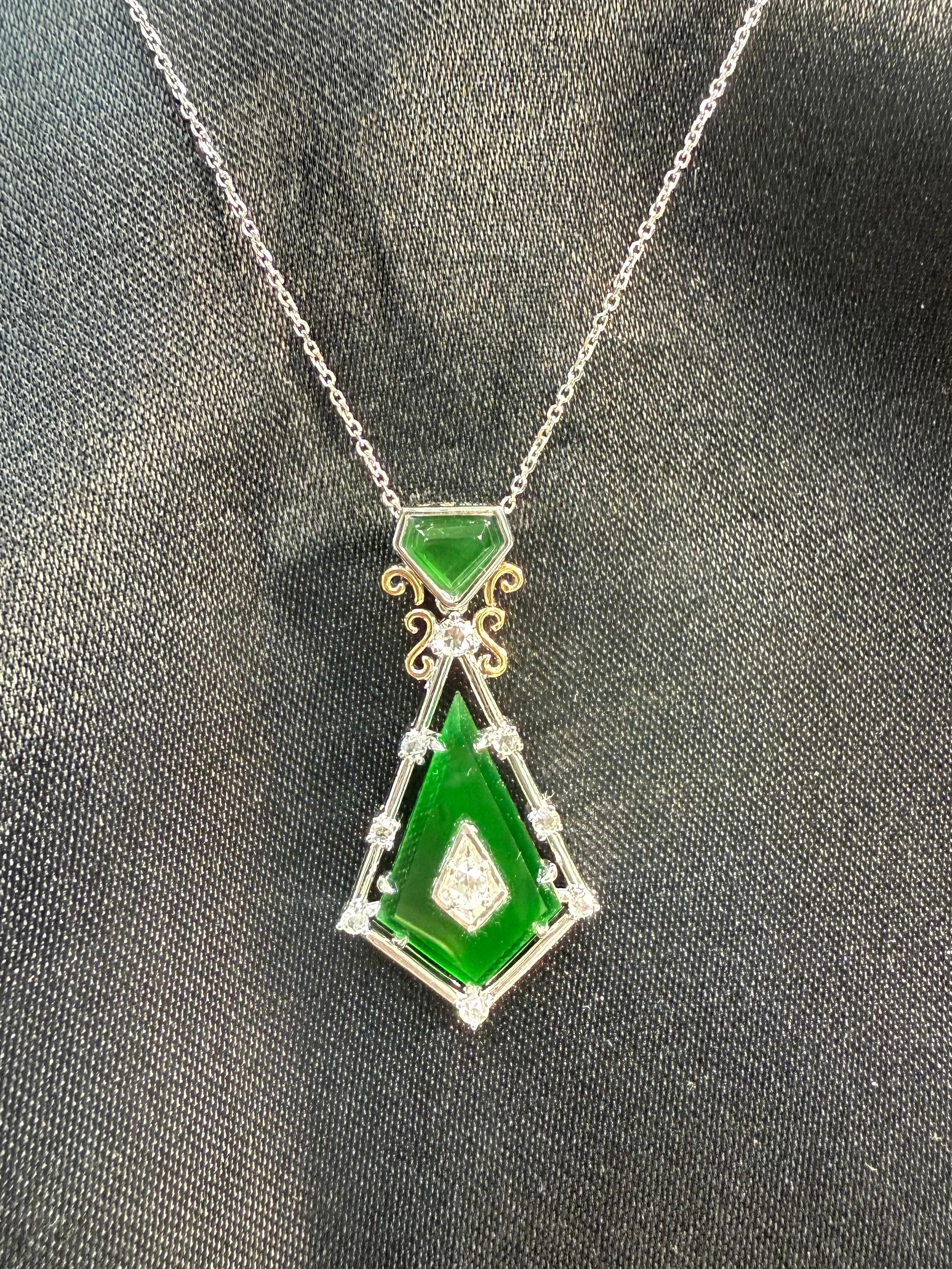 Zertifizierter facettierter kaiserlicher Jade- und Diamant-Anhänger. Entworfen von Isabelle Kwon. im Angebot 12