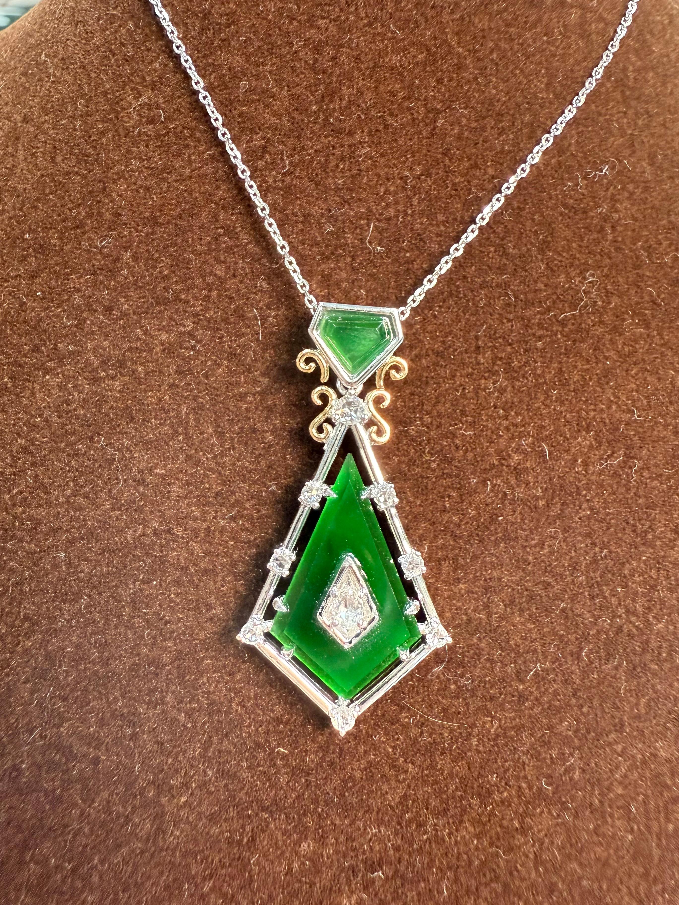 Zertifizierter facettierter kaiserlicher Jade- und Diamant-Anhänger. Entworfen von Isabelle Kwon. im Angebot 13