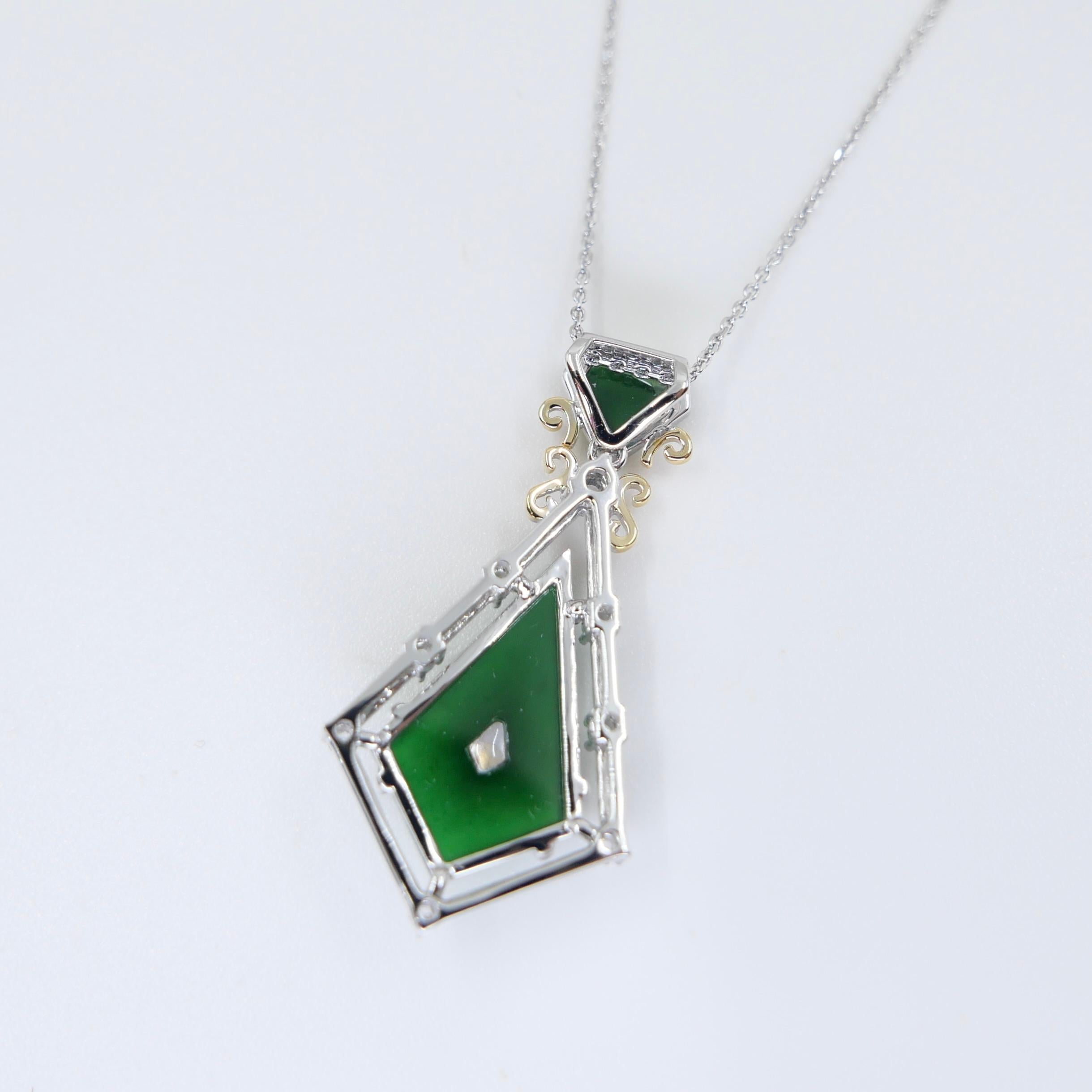 Zertifizierter facettierter kaiserlicher Jade- und Diamant-Anhänger. Entworfen von Isabelle Kwon. im Angebot 1