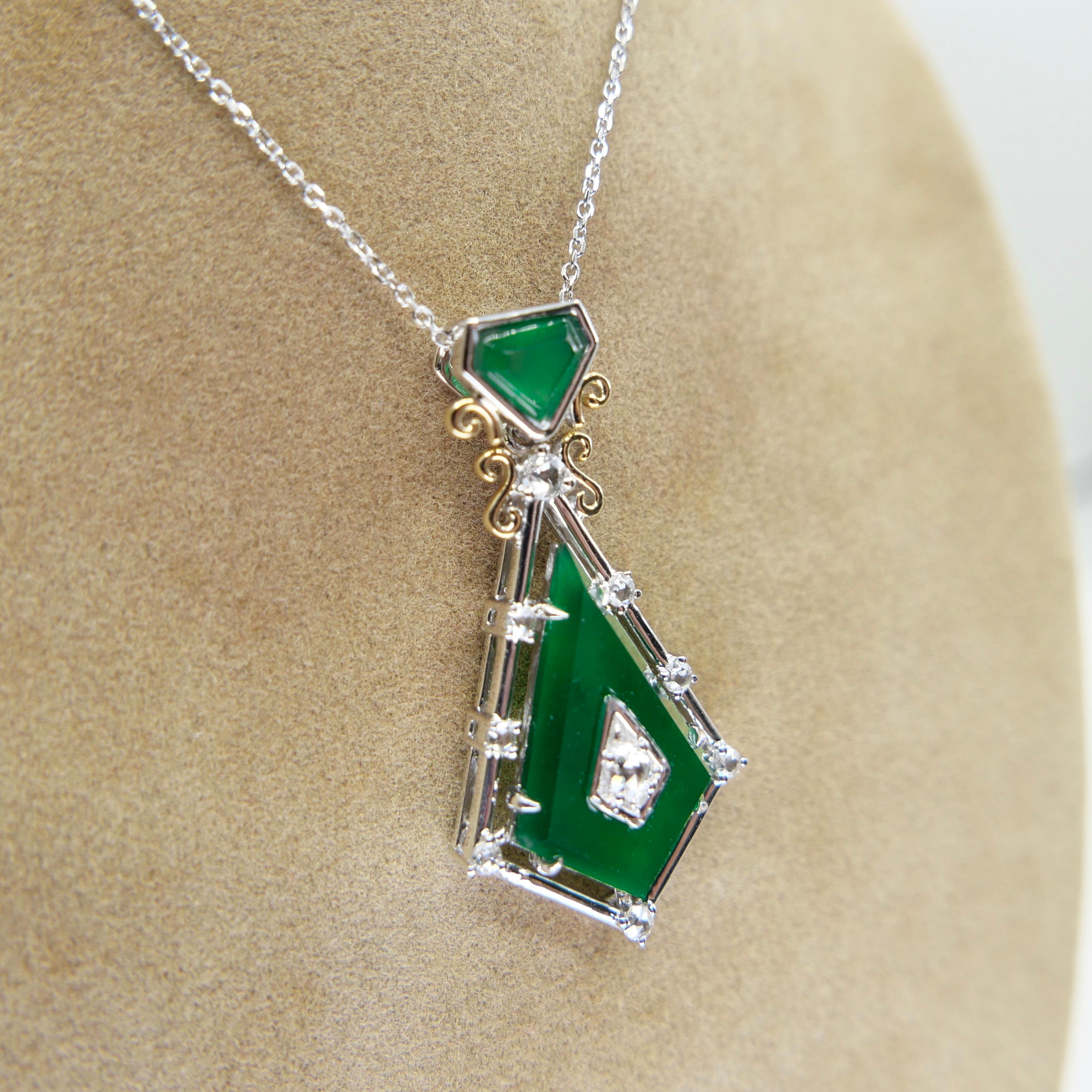 Zertifizierter facettierter kaiserlicher Jade- und Diamant-Anhänger. Entworfen von Isabelle Kwon. im Angebot 5