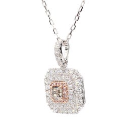 Certified Fancy Dark Greenish Gray Radiant Diamond 0.99 Carat TW Gold Pendant