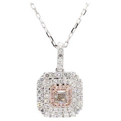 Certified Fancy Dark Greenish Gray Radiant Diamond 0.99 Carat TW Gold Pendant