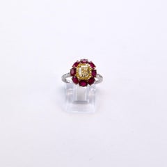 Certified Fancy Yellow and Ruby Engagement Ring