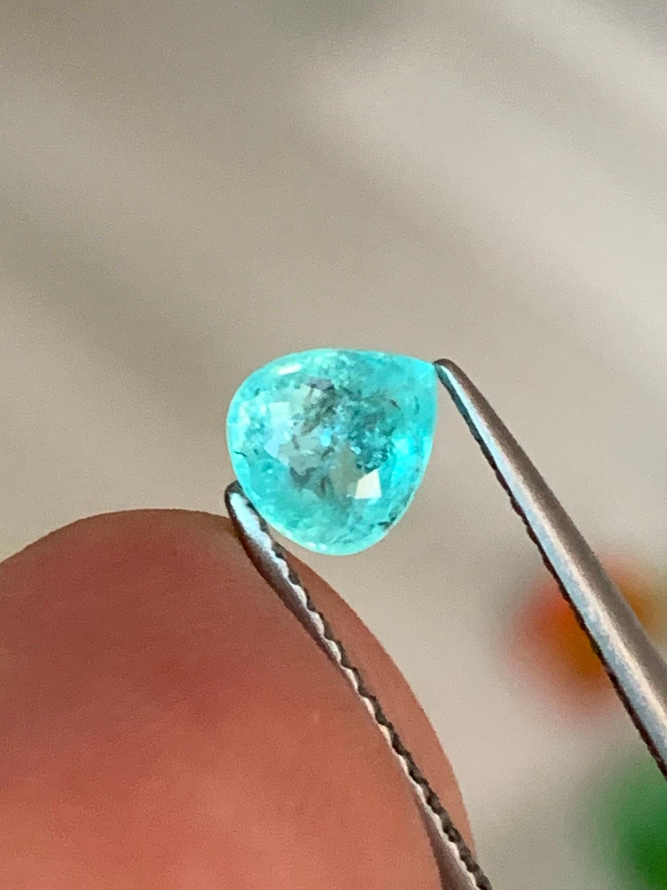 Certified Fine Grade Natural Eye Catching Blue Paraiba Tourmaline 0.69 Cts For Sale 3
