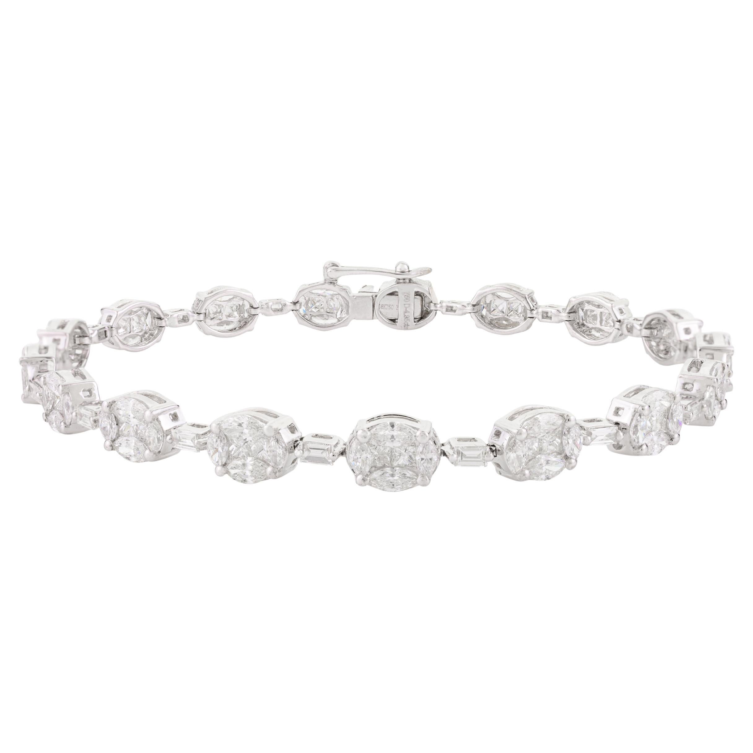 Certified Flawless Diamond Engagement Bracelet for Mom in 18k White Gold