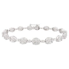Pulsera de compromiso de diamantes sin tacha certificados para mamá en oro blanco de 18 quilates
