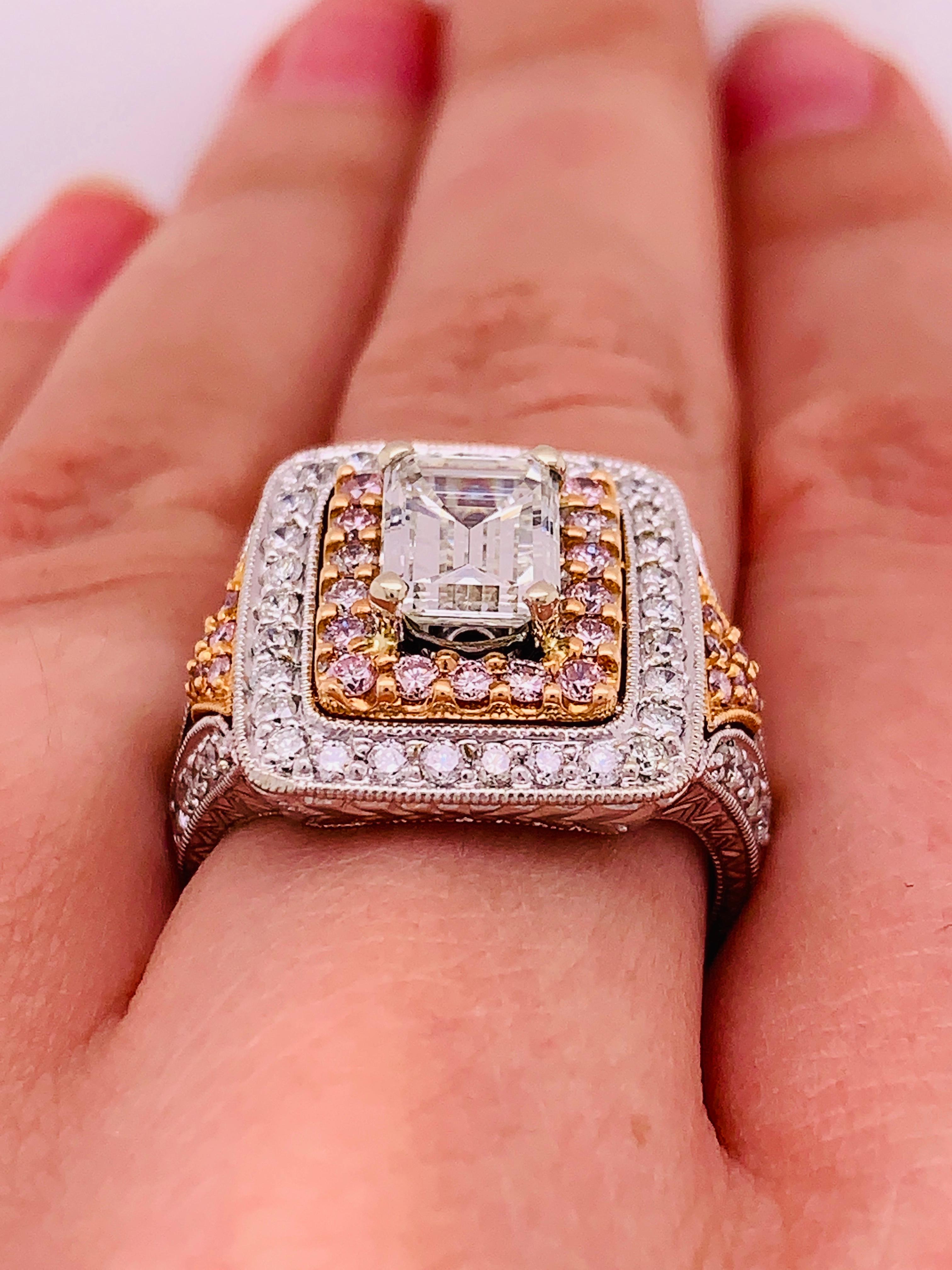 Emerald Cut Certified 1.50 Carat H Color VS in clarity Diamond Ring For Sale