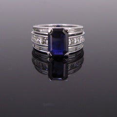 Bandring mit zertifiziertem GCS 2,91 Karat Ceylon-Saphir mit Farbwechsel und Diamanten