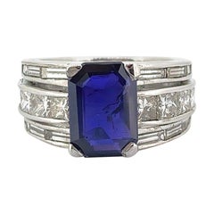 Certified GCS 2.91 Carat Color Change Ceylon Sapphire and Diamonds Band Ring