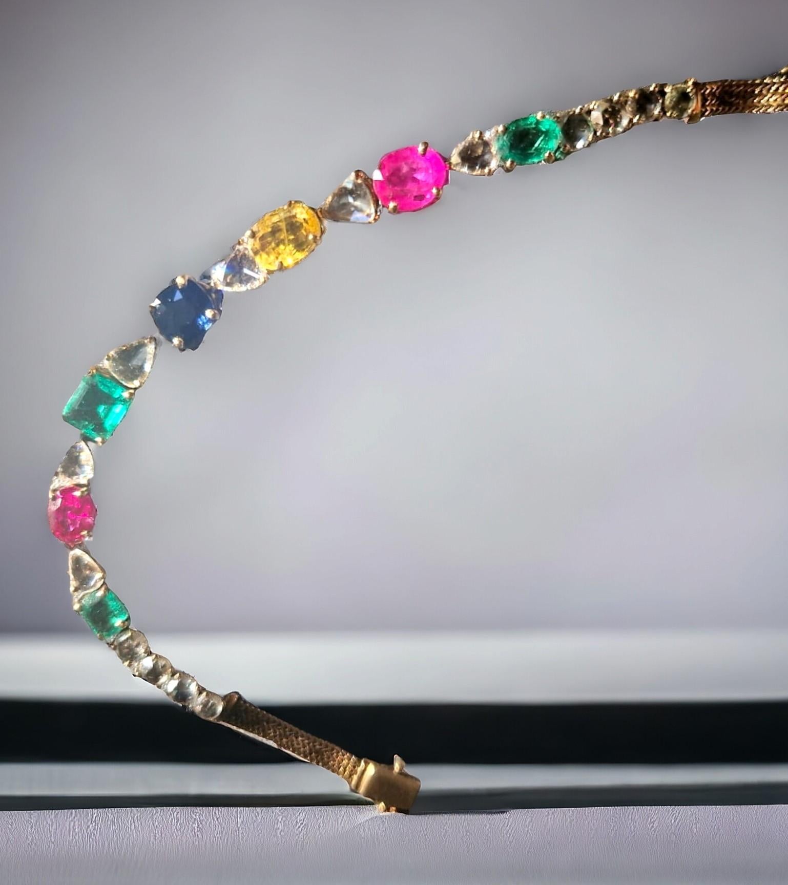 Bracelet 'Tutti Frutti' certifié serti d'émeraudes, de rubis, de saphirs et de diamants. en vente 4