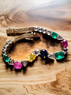 Certified Gem-Set Emeralds, Rubies, Sapphires, Diamonds ‘Tutti Frutti’ Bracelet.
