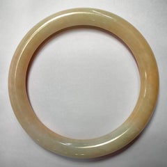 Certified Genuine Burmese 福壽 Orangey Red & White Powdery Jadeite Jade Bangle