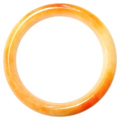 Certified Genuine Burmese 福壽 Orangey Red & White Powdery Jadeite Jade Bangle