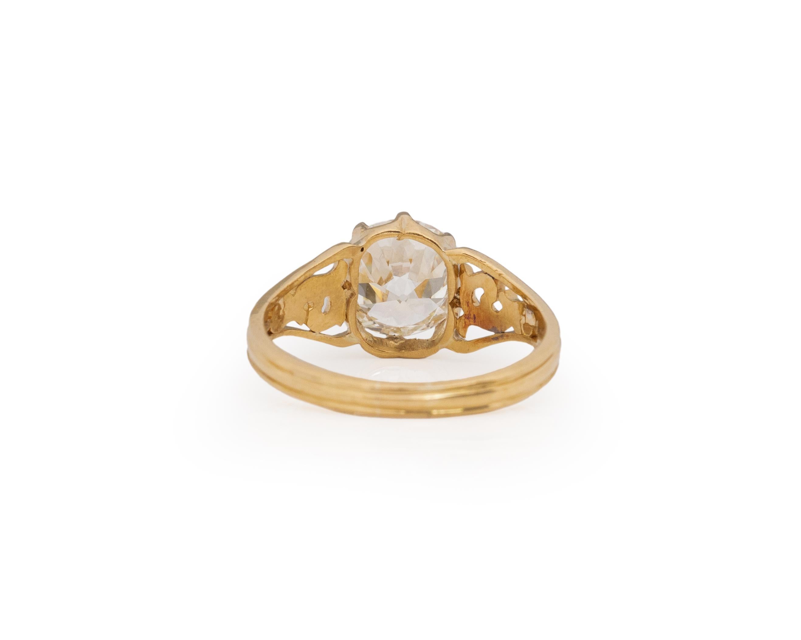 Certified GIA 2.31 Carat Edwardian Diamond 14 Karat Yellow Gold Engagement Ring In Good Condition In Atlanta, GA