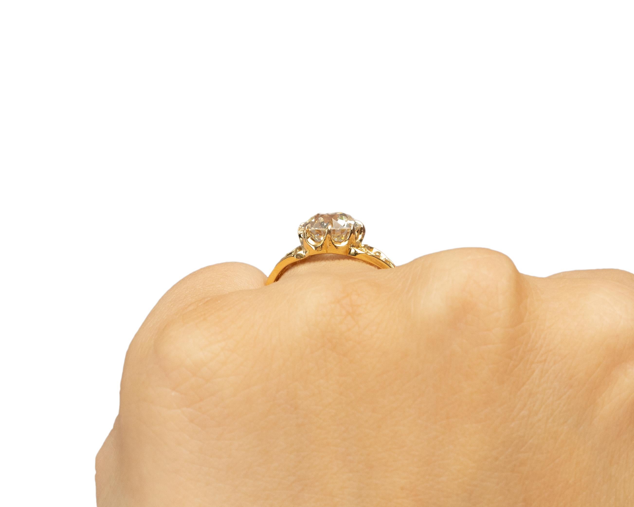 Certified GIA 2.31 Carat Edwardian Diamond 14 Karat Yellow Gold Engagement Ring 1