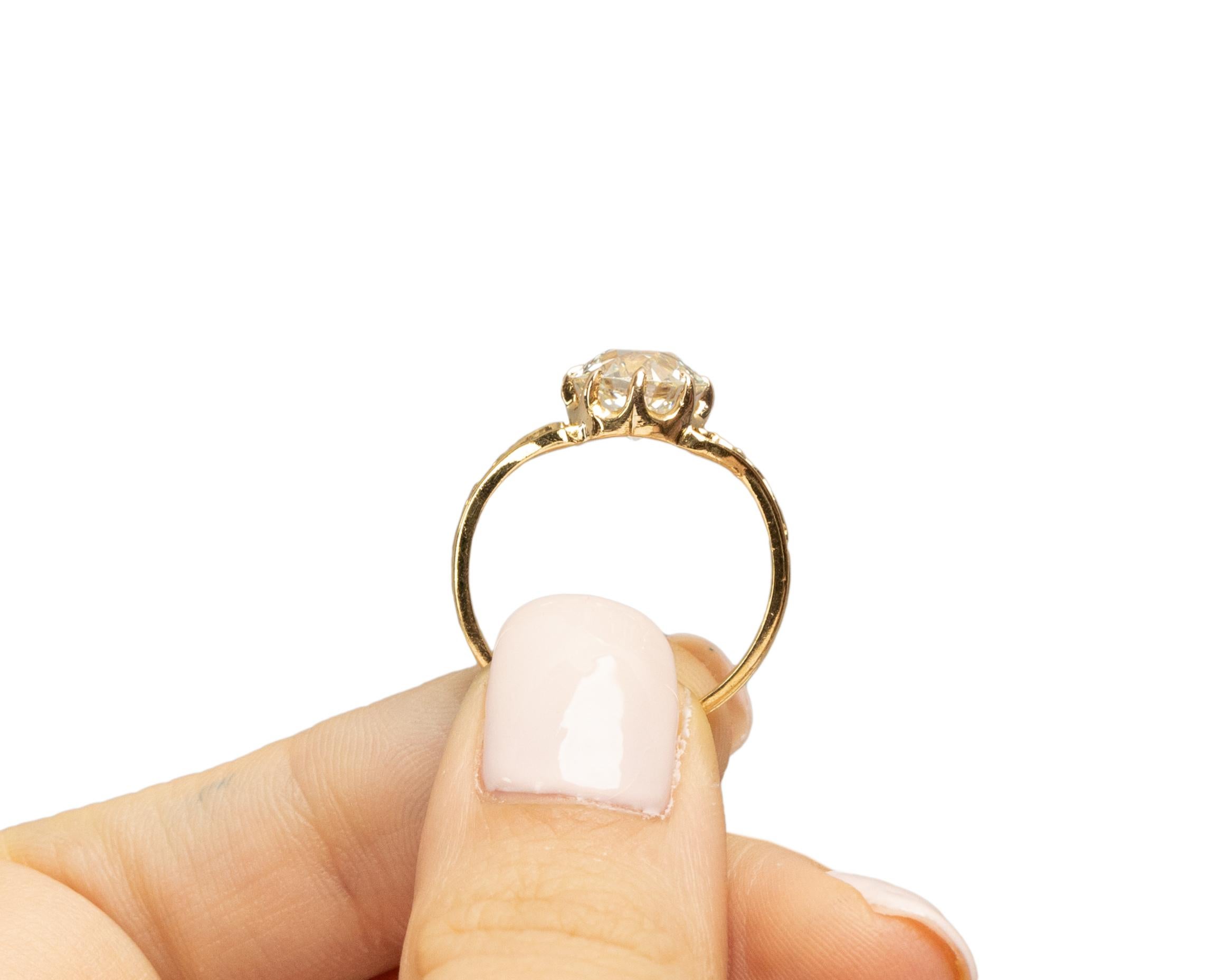 Certified GIA 2.31 Carat Edwardian Diamond 14 Karat Yellow Gold Engagement Ring 3