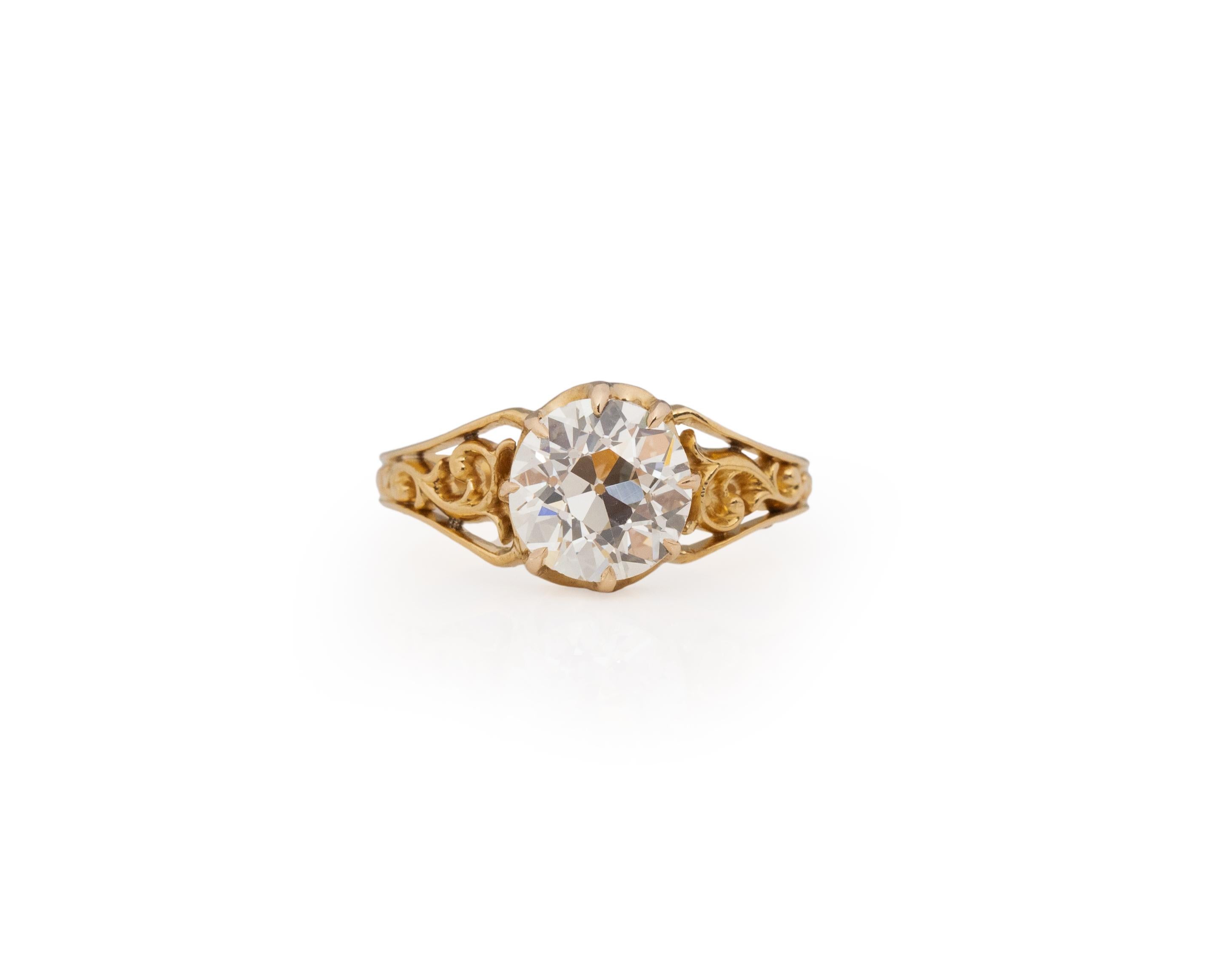 Certified GIA 2.31 Carat Edwardian Diamond 14 Karat Yellow Gold Engagement Ring