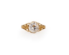 Certified GIA 2.31 Carat Edwardian Diamond 14 Karat Yellow Gold Engagement Ring