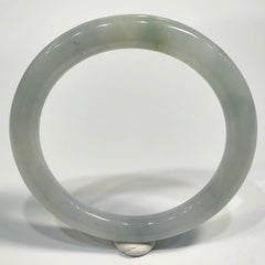 Certified Grayish Green 糯種 Genuine Burmese Jadeite Jade Classic Round Bangle