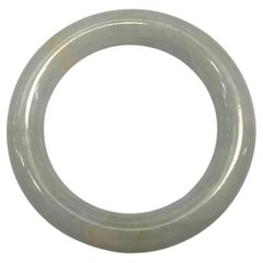 Certified Grayish White Powderly 粉種 Genuine Burmese Jadeite Classic Round Bangle
