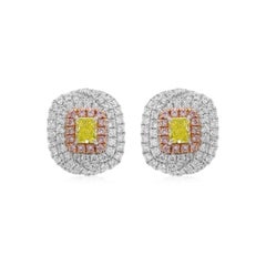 Certified Green diamonds and Pink diamonds - Festive Stud Earrings