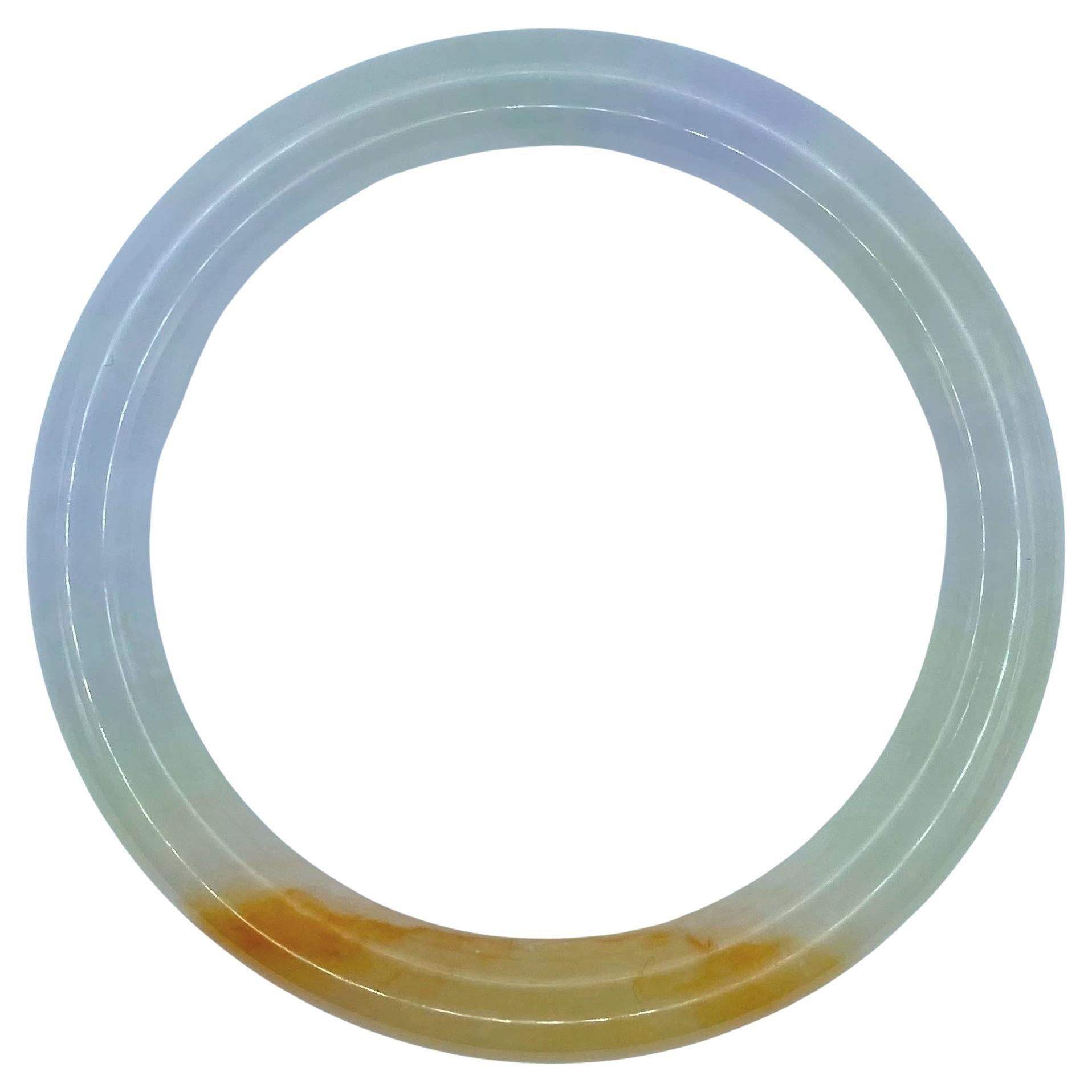 Certified Green, Lavender, Red Tri-Color Genuine Burmese Jadeite Jade Bangle #3 For Sale