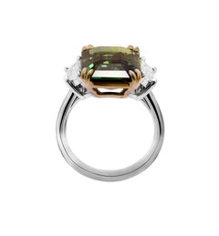 Certified Green Sapphire 3 Stone Ring