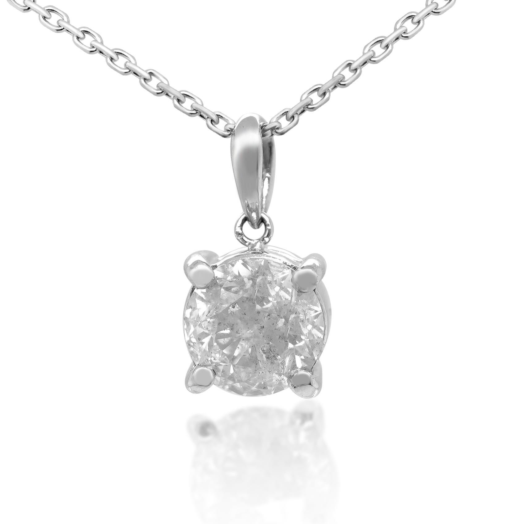 Certified H Color Solitaire Necklace PT 900 Everyday Reasonable Jewelry For Sale