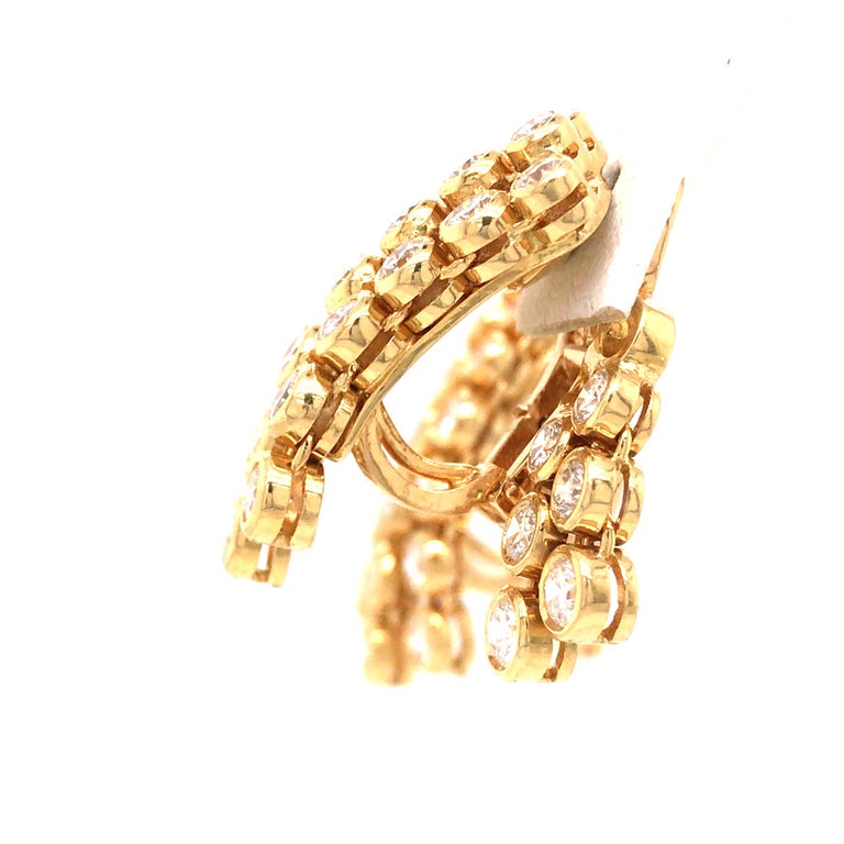 Certified Hammerman Brothers 18K Yellow Gold Diamond Earrings In Excellent Condition For Sale In Boca Raton, FL