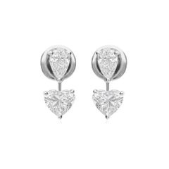 Zertifizierte Diamant-Tropfenohrringe mit Herzschliff 2,06 Karat SI Reinheit 18k Weißgold