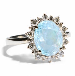 Certified Ice Blue Paraiba Tourmaline Diamond 18K White Gold Cocktail Ring
