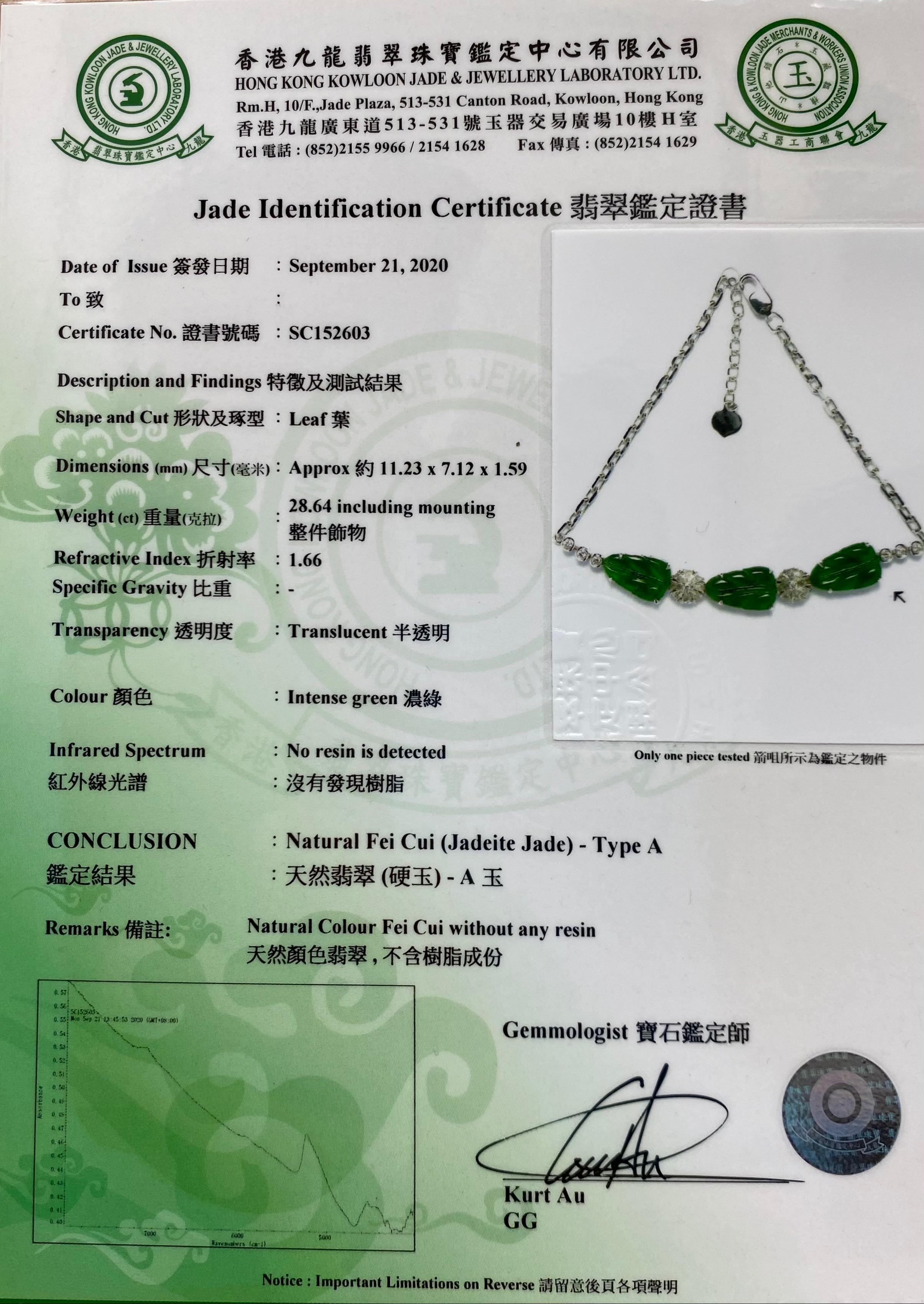 Certified Icy Apple Green Jade and Diamond Bracelet, Borderline Imperial Green For Sale 6