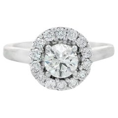 Used  Certified Ideal Cut Diamond and Halo 14K White Gold Engagement Ring Tolkowsky