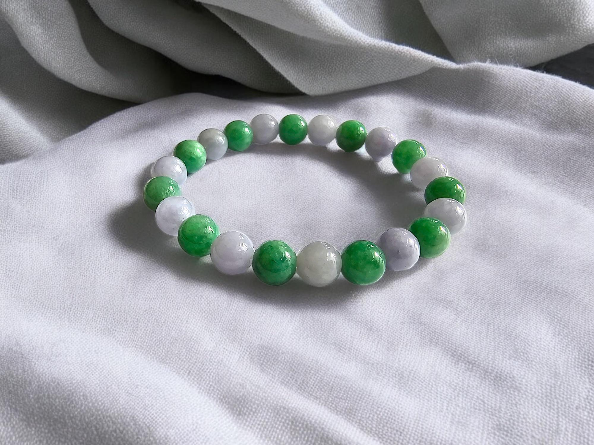Certified Imperial Burmese A-Jade Beaded Bracelet MADE IN JAPAN 8.5mm x 22 beads For Sale 5