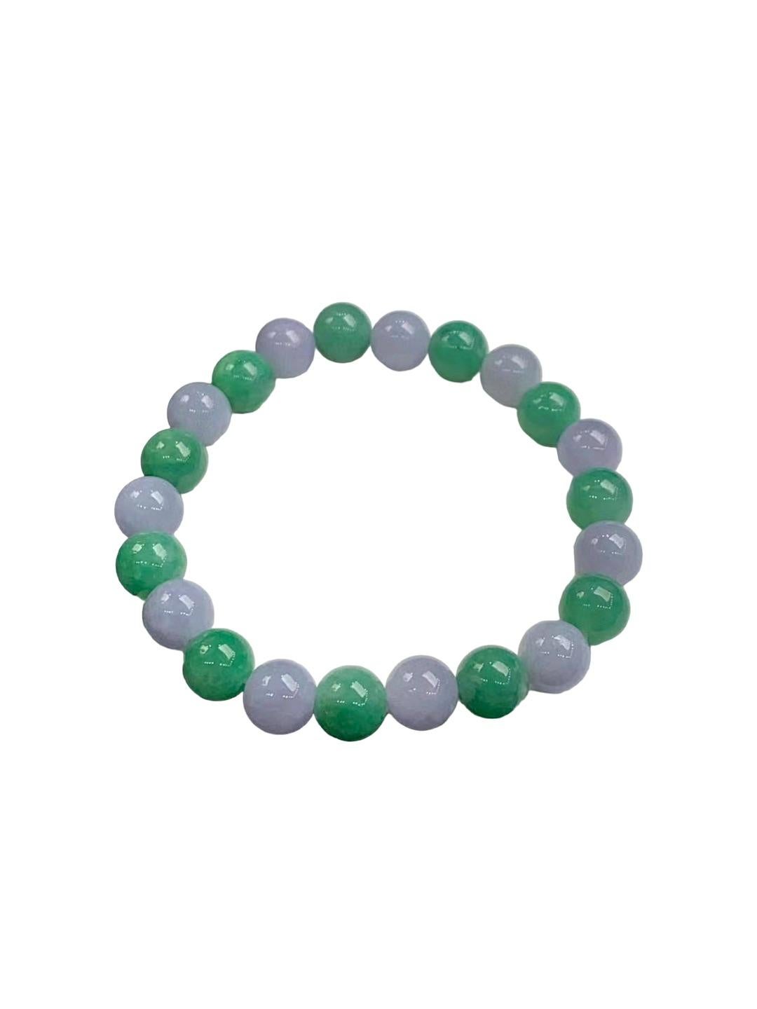 Certified Imperial Burmese A-Jade Beaded Bracelet MADE IN JAPAN 8.5mm x 22 beads For Sale 8