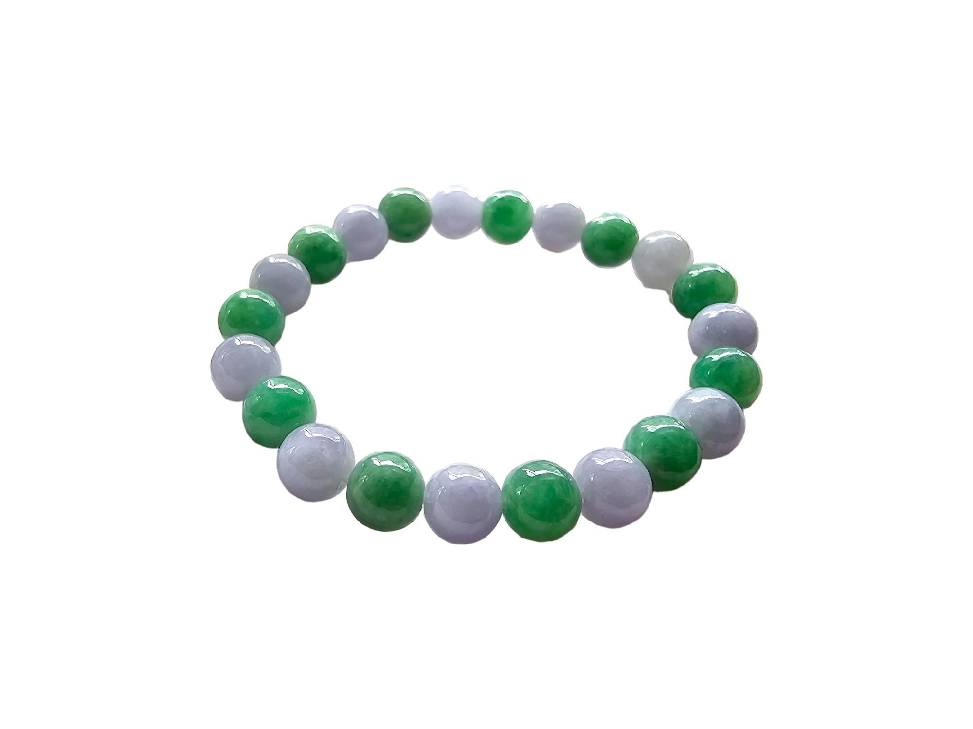 Certified Imperial Burmese A-Jade Beaded Bracelet MADE IN JAPAN 8.5mm x 22 beads For Sale 9