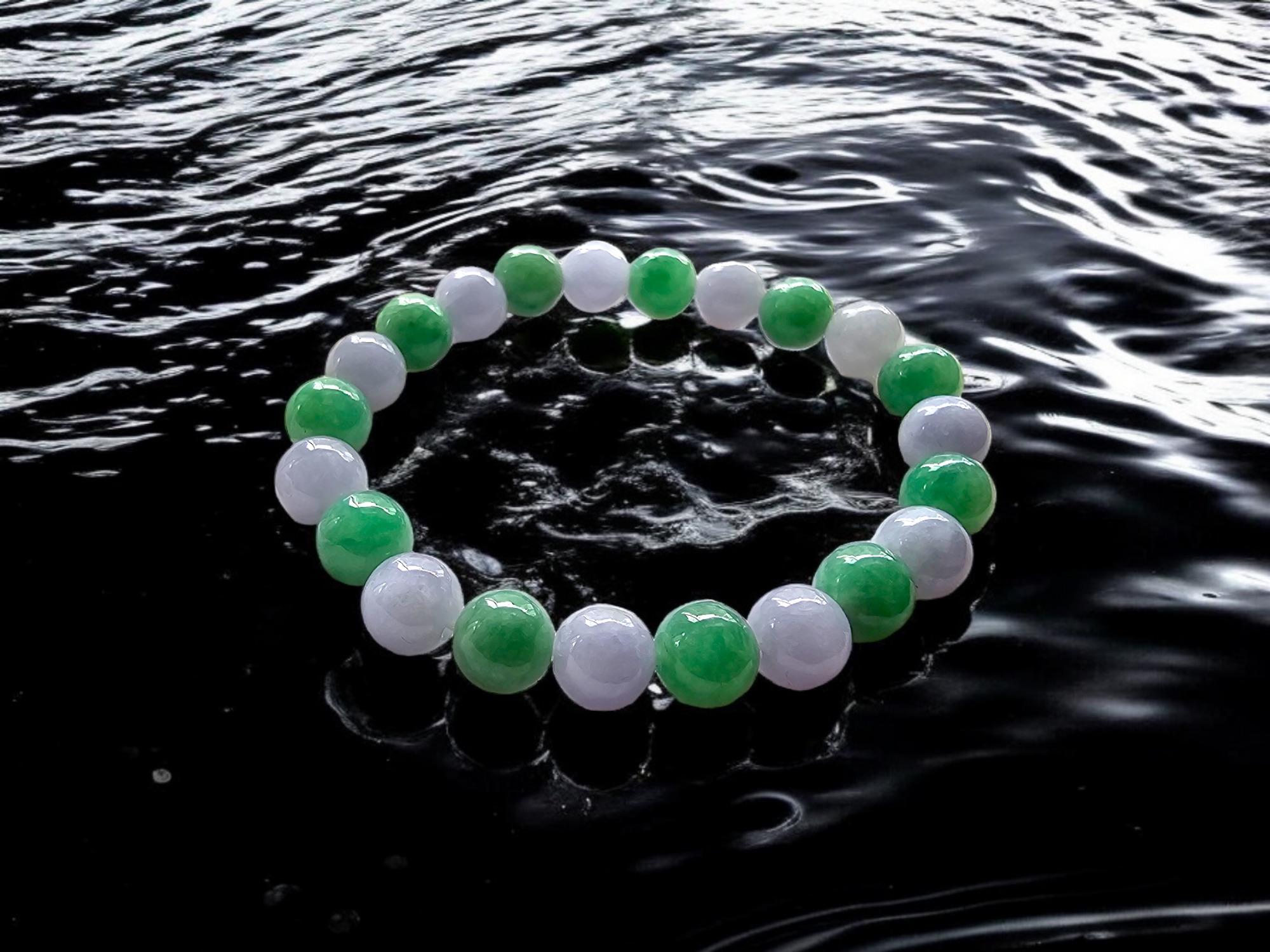 Certified Imperial Burmese A-Jade Beaded Bracelet MADE IN JAPAN 8.5mm x 22 beads For Sale 4