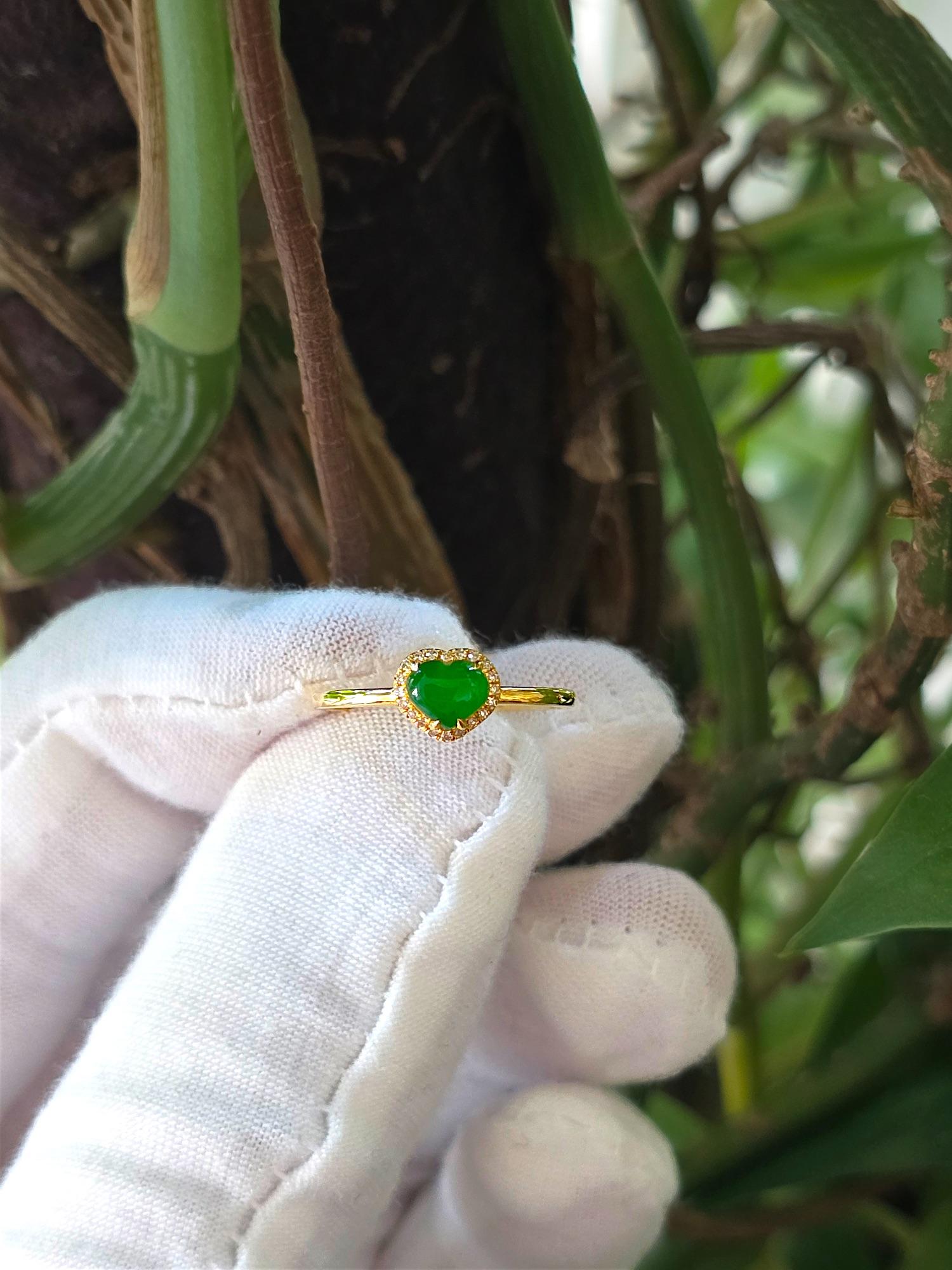 Bague cocktail birmane impériale certifiée A-Jade (diamants et or jaune 18 carats) en vente 5